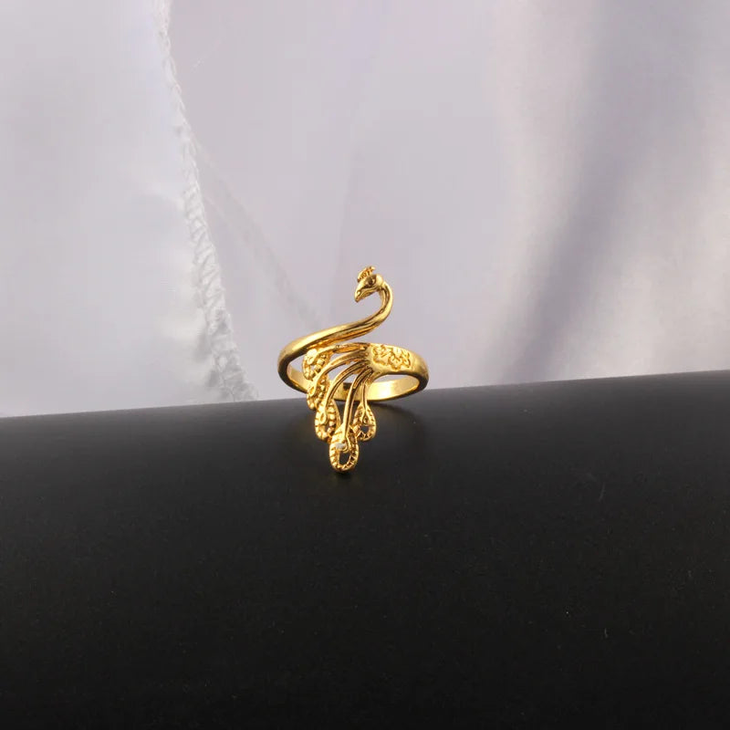 Retro Colorful Peacock Ring For Women Personality Exaggeration Adjustable Peacocks Rings Vintage Party Fashion Jewelry A939