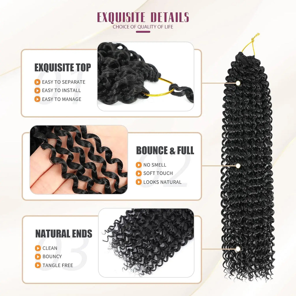 18“Passion Twist Hair 8Packs Freetress Water Wave Crochet Hair Synthetic Braiding Hair for Boho Locs, Faux Locs, Butterfly Style