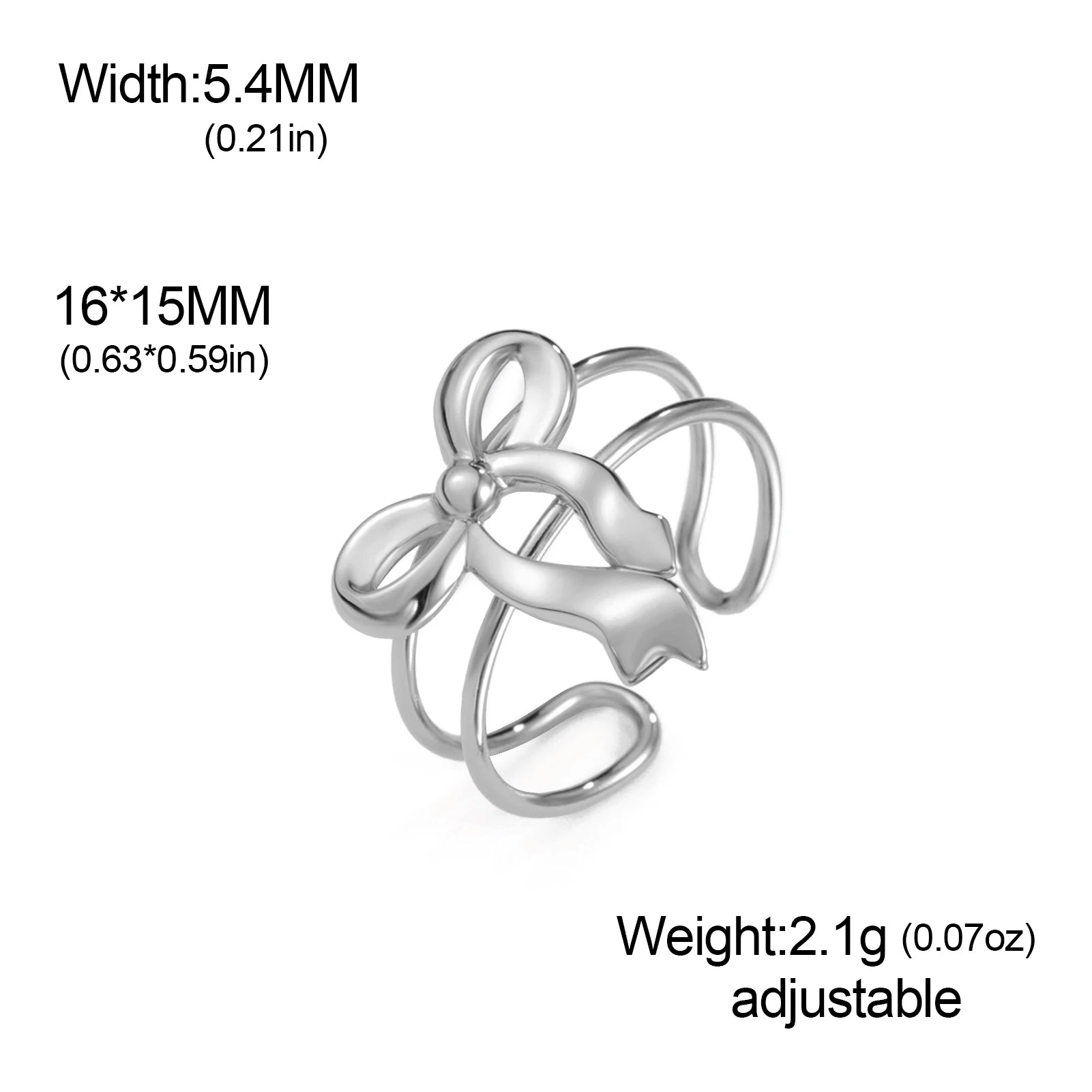 Skyrim Sweet Bowknot Open Rings for Women Stainless Steel Gold Color Fashion Bow Finger Rings Wedding Jewelry Gift New In