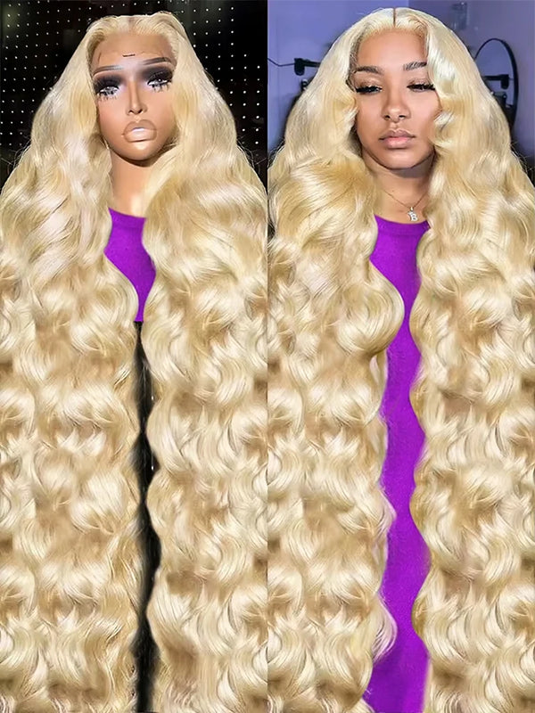 40Inch 613 Body Wave Blonde 13x6 Hd Lace Frontal Human Hair Wig Brazilian Color Water Wave Lace Front Wig For Women 250% Density
