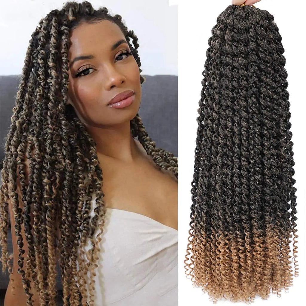 18“Passion Twist Hair 8Packs Freetress Water Wave Crochet Hair Synthetic Braiding Hair for Boho Locs, Faux Locs, Butterfly Style
