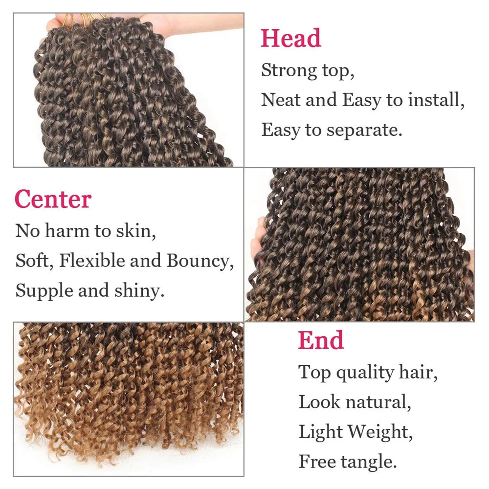 Passion Twist Hair 18 Inch Water Wave Crochet Hair Bohemian Spring Twist Hair Crochet Braids Synthetic Hair Extension For Women