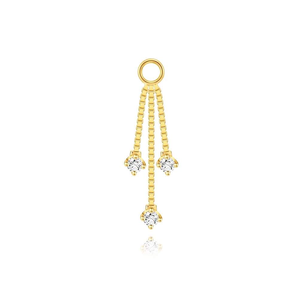 CANNER 1PC Tassel Chain Star Moon 925 Sterling Silver Flat Head Piercing Earring For Woman Ins 14K Gold Plated Dainty Jewelry