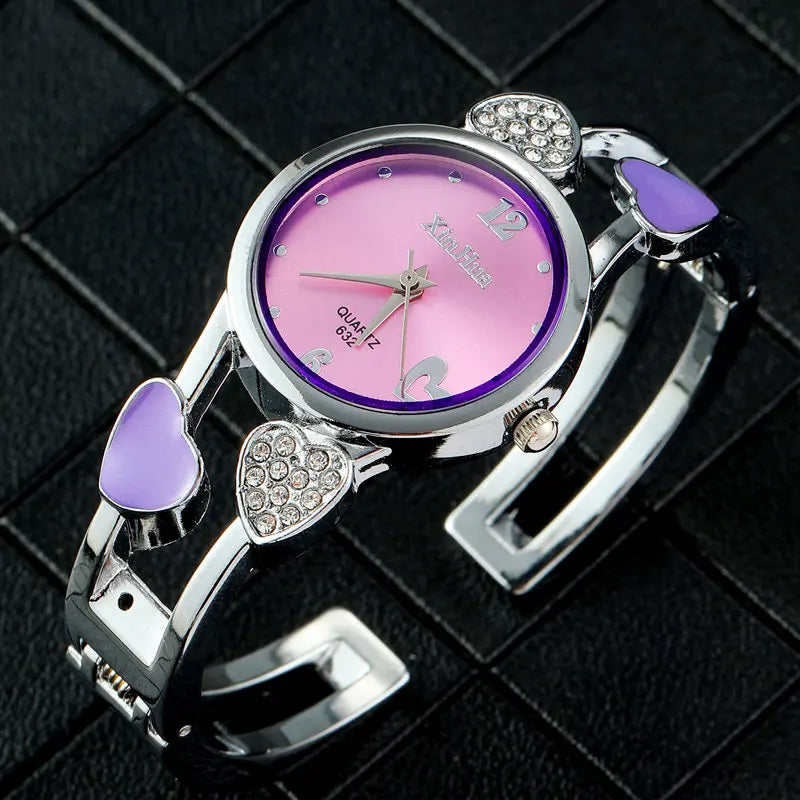 Women Vintage Heart Watch Design Quartz Fashion Silver Classic Crystal Stainless Steel Luxury Wristwatch Mujer Relogios Feminine
