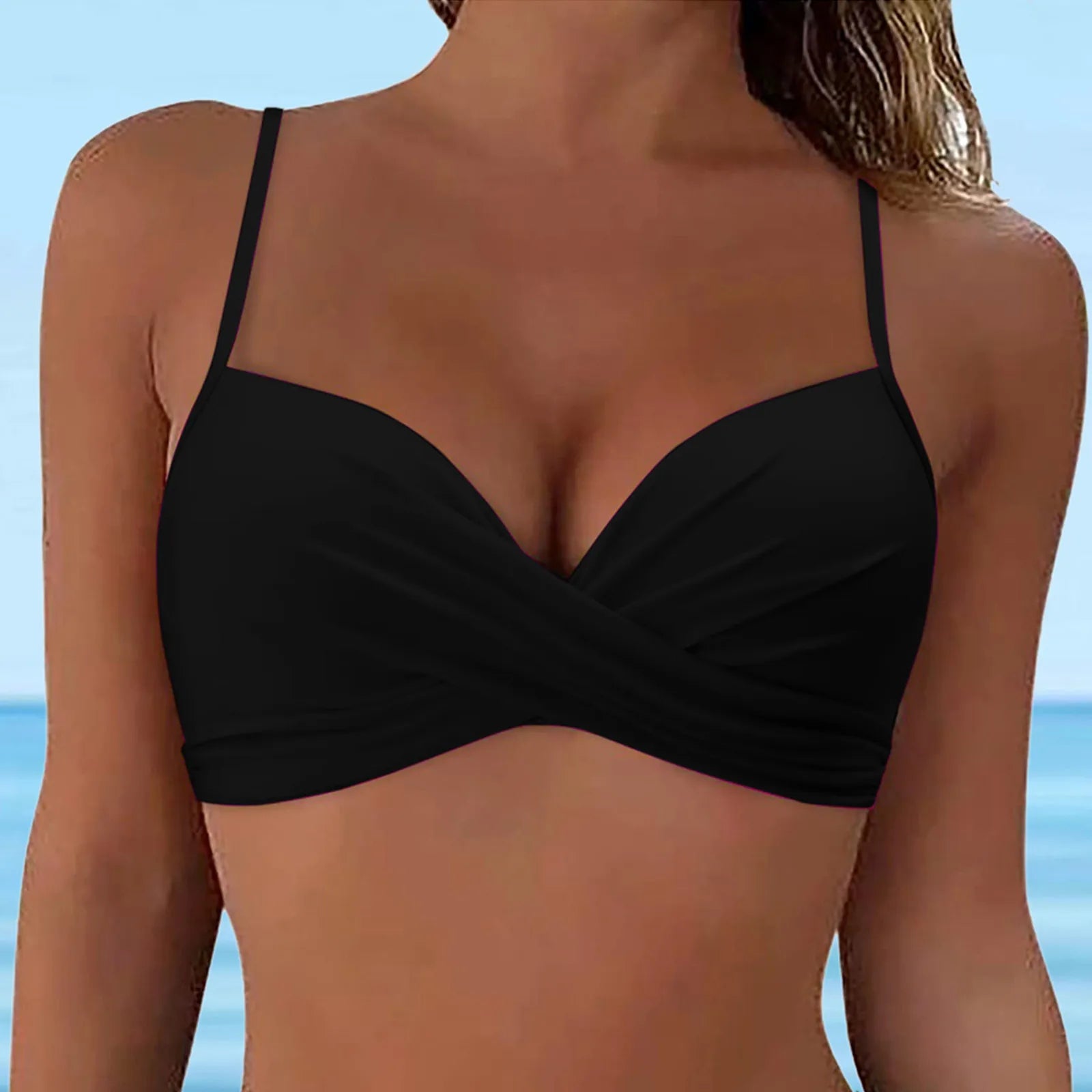 Women Lace Up Swimwear Tops Underwire Full Coverage Bikini Top Push Up Swim Crop Top Tie Back Matching Men And Women Swimsuits