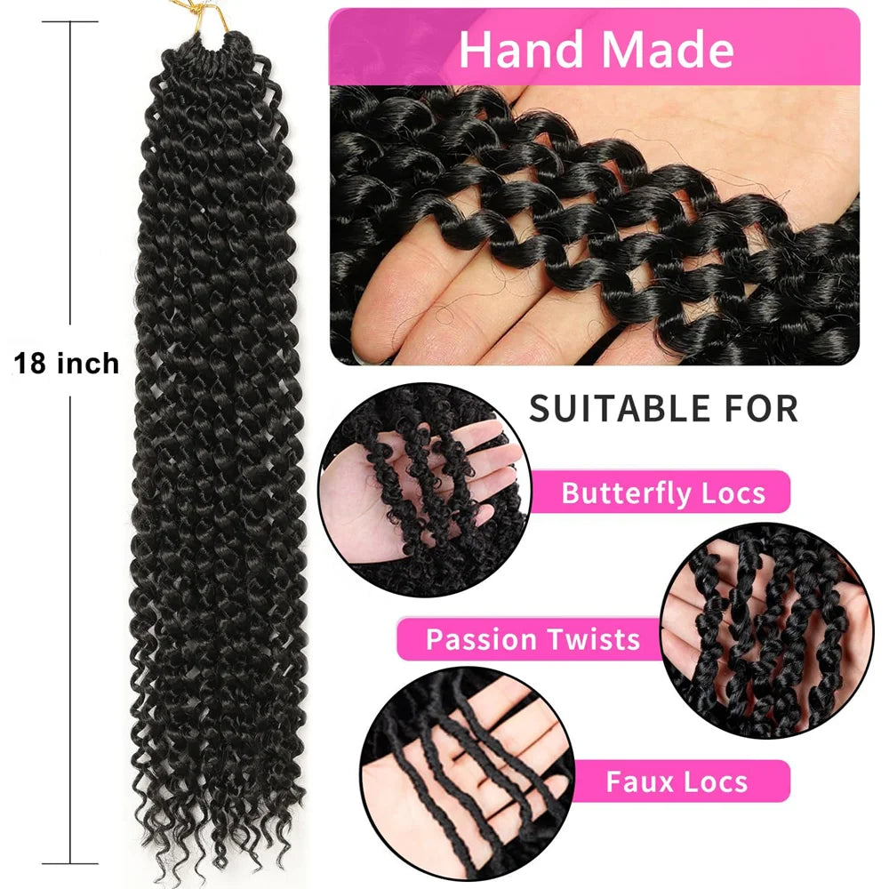 Passion Twist Hair 18 Inch Water Wave Crochet Hair Bohemian Spring Twist Hair Crochet Braids Synthetic Hair Extension For Women