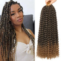 Passion Twist Crochet Hair 18 Inch Ombre Blonde Water Wave Crochet Hair Long Bohemian Synthetic Curly Braiding Hair for Women