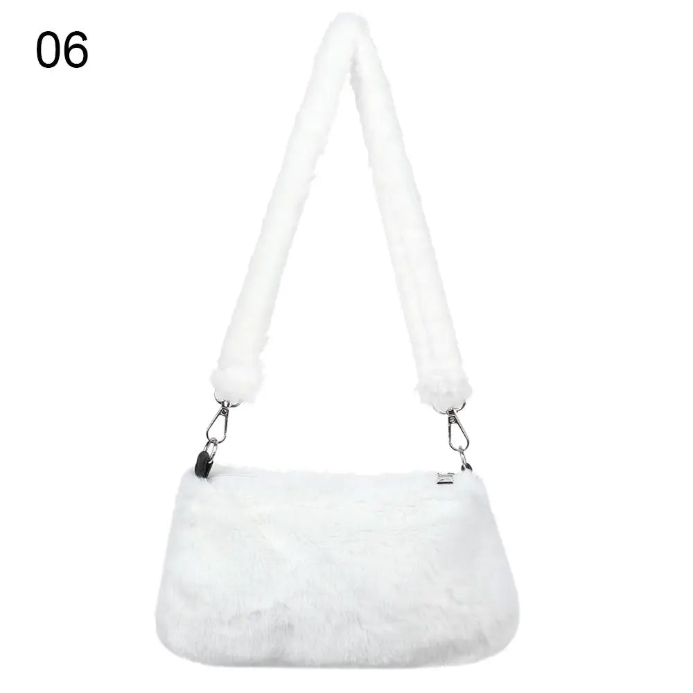 Women Leopard Plush Animal Print Messenger Bags Underarm Bags Shoulder Bags Handbags